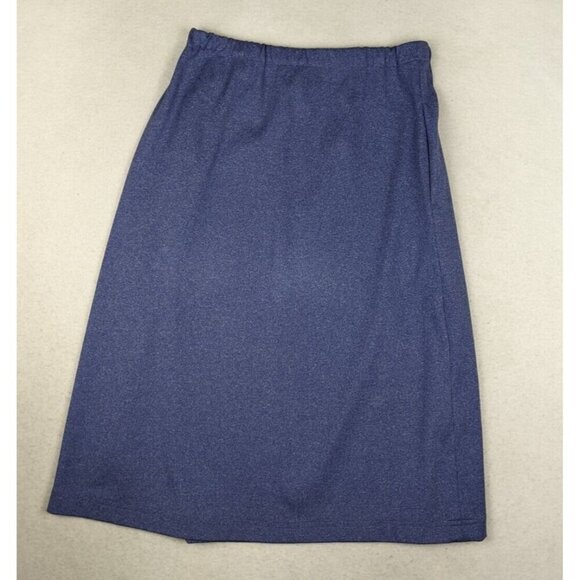 WOMEN'S BLUE ELASTIC WAIST PULL-ON A-LINE MIDI SKIRT - HANDMADE - SIZE L - Picture 6 of 8